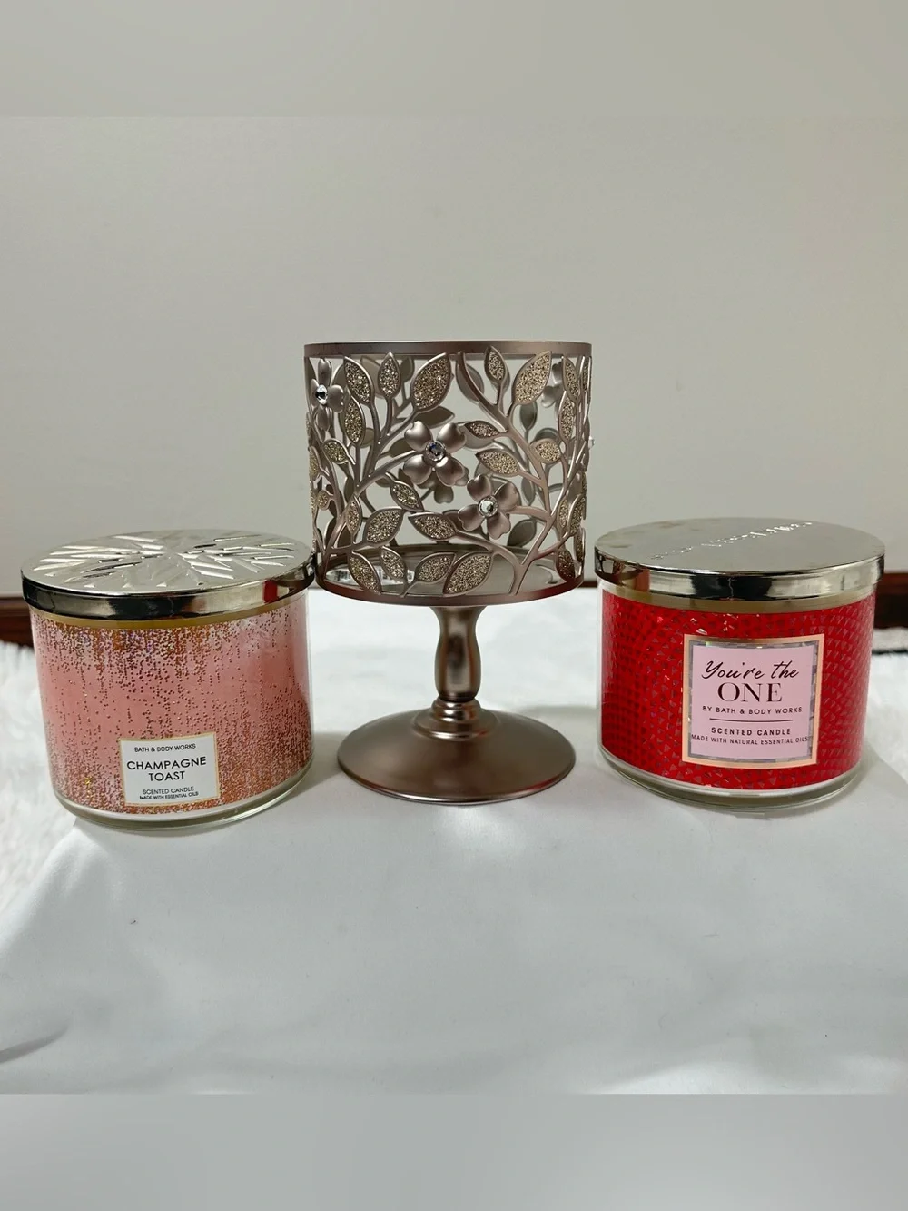 B.B Works Set Of 2 Candles You’re the One, Champagne Toast and 1 Candle Holder